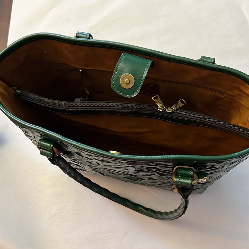Patricia Nash Green Tooled Leather Tote - Picture 5 of 14
